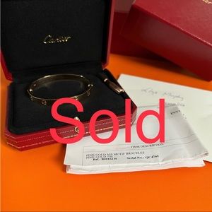 SOLD Cartier love bracelet size 16 RG old screw system